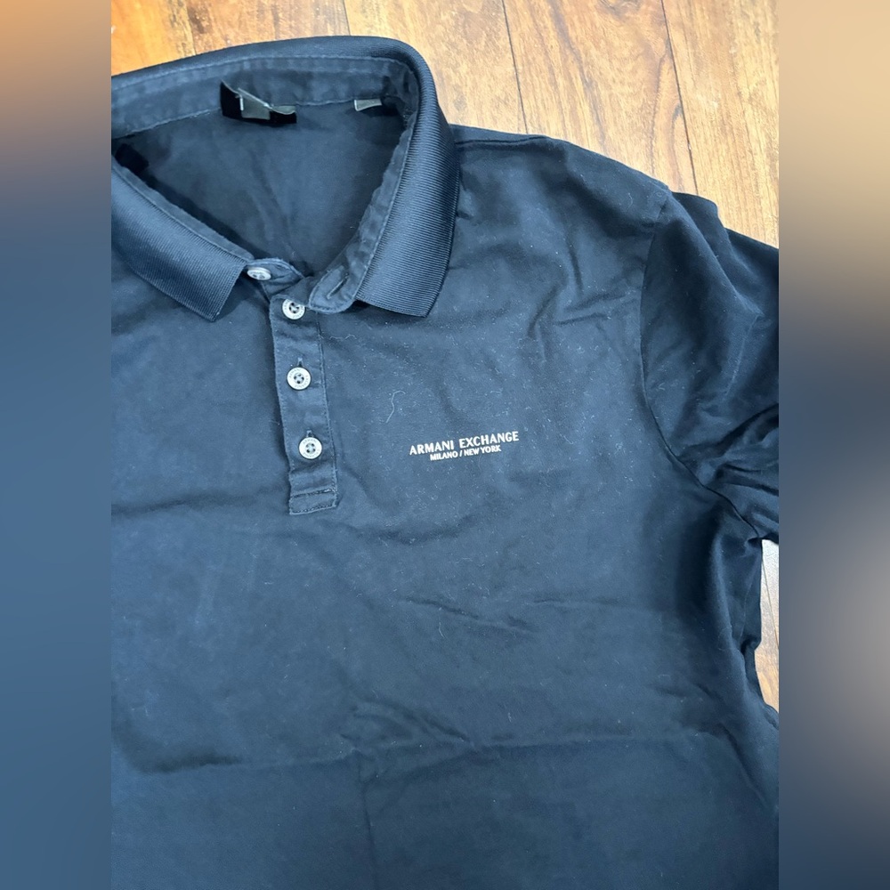 Men’s Armani Exchange Navy Polo Shirt - Picture 3 of 4